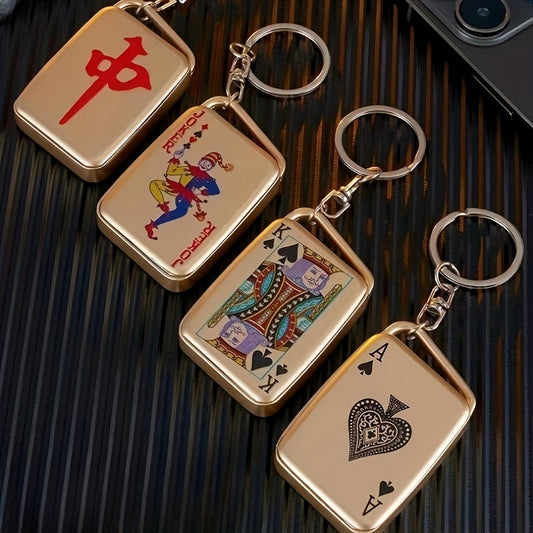 Rechargeable Flameless Lighter Windproof Keychain Playing Card Pattern