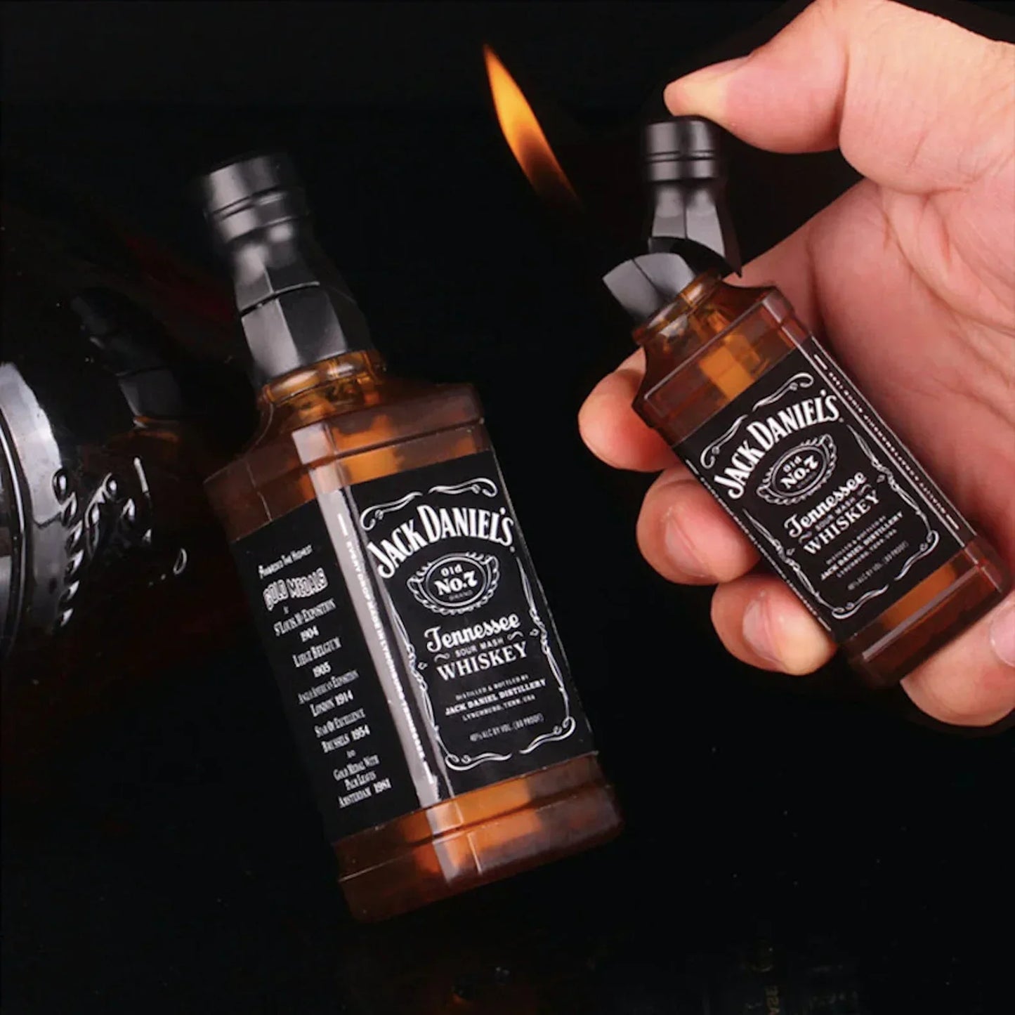 Distinctive Jack Daniels lighter in focus