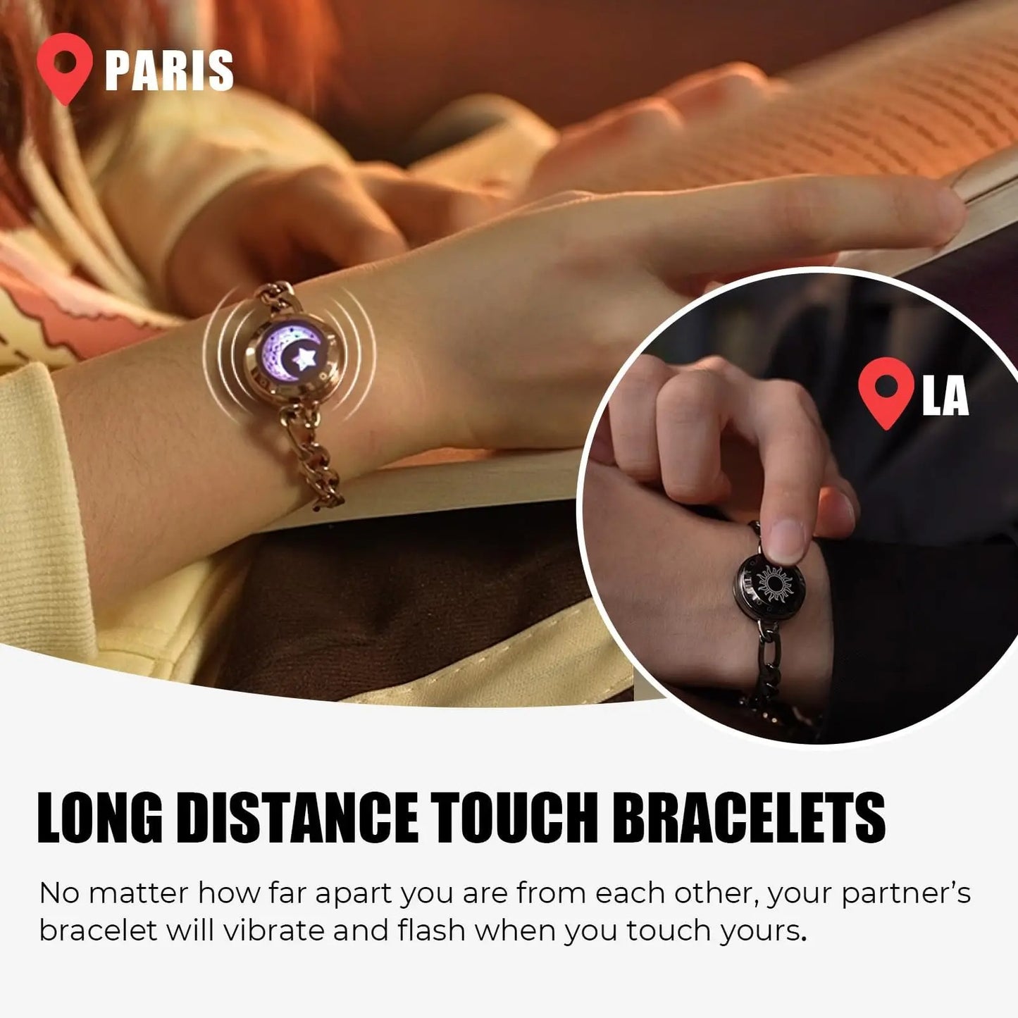 totwoo Long Distance Touch Bracelets for Couples