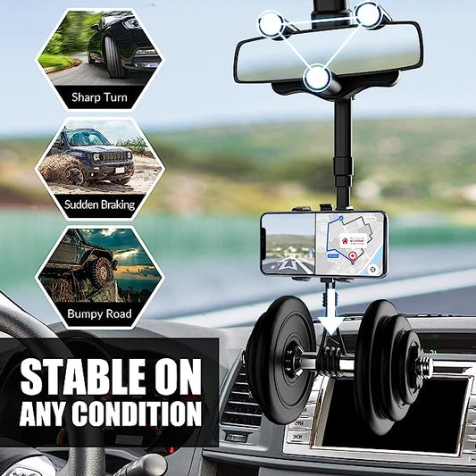 Rear View Mirror Rotatable and Retractable Car Phone Holder