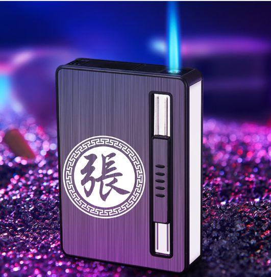 Automatic Ejection Cigarettes Case with Torch Blue Flame - ShopAllurefy