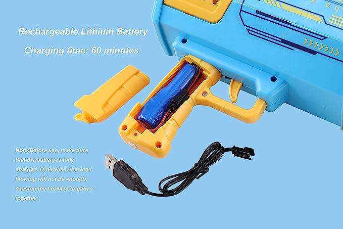 Automatic Bubble Gun with 69 Holes with Rechargable Lithium Battery
