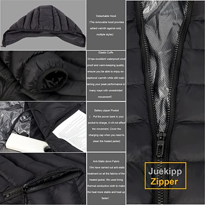 Women's Heated Down Jacket with Juekipp Zipper