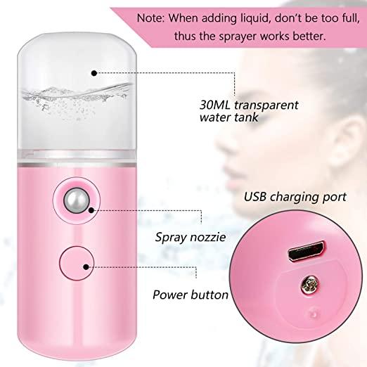 Compact nano mist sprayer for facial hydration